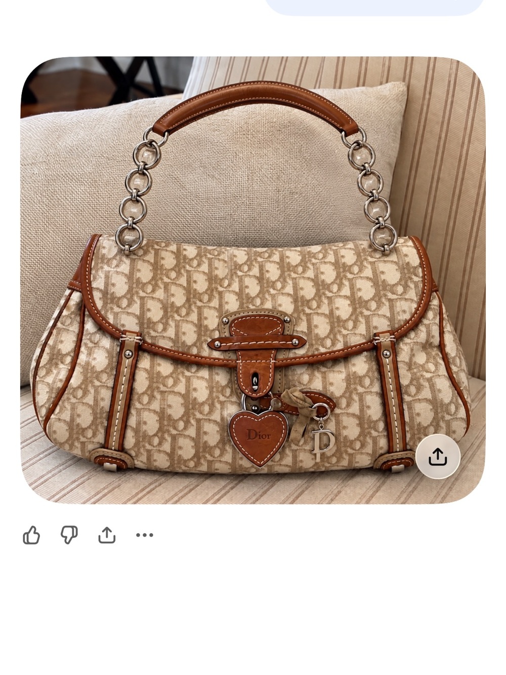 Christian Dior Romantique collection..brown and cream monogram canvas bag